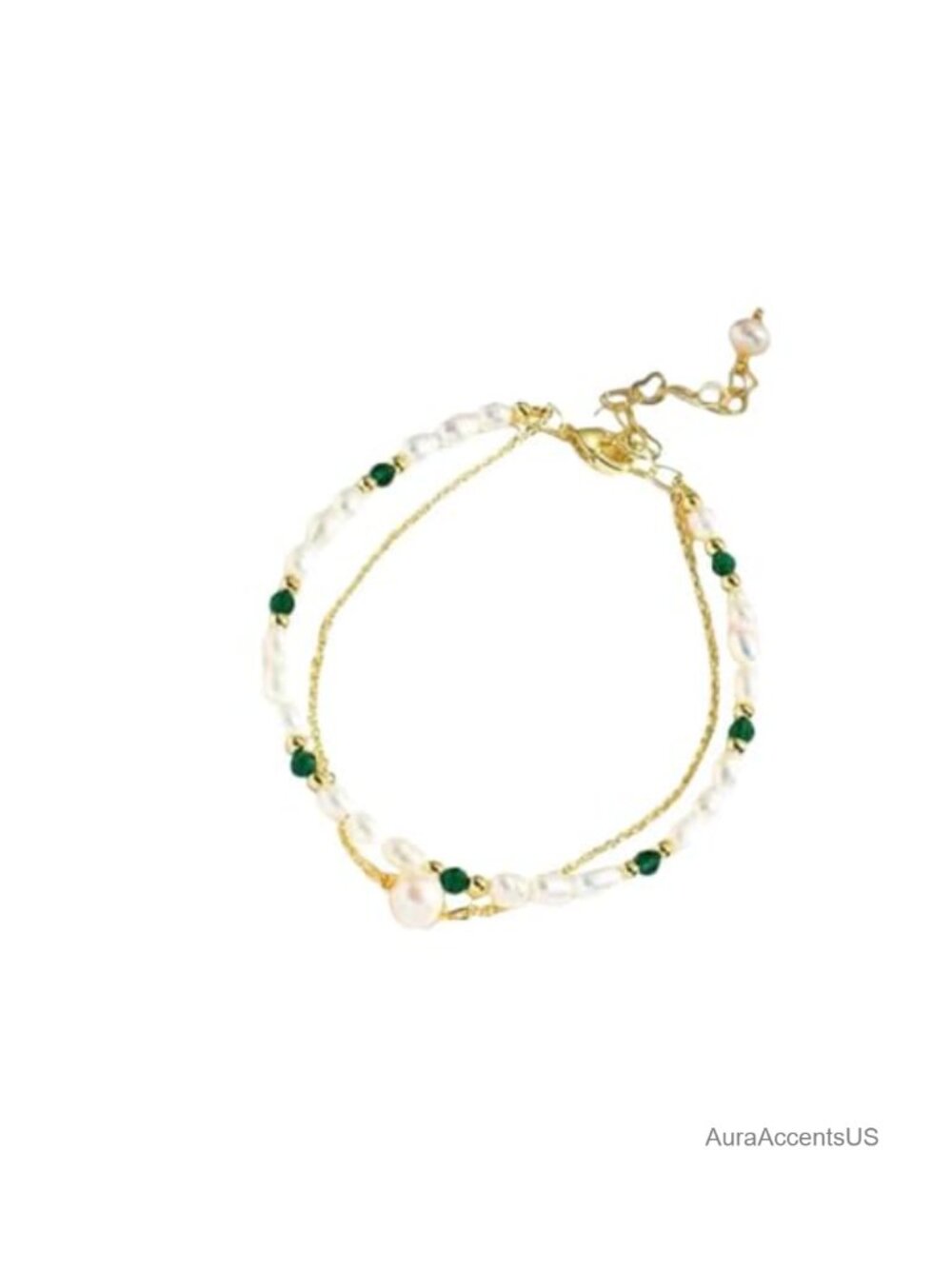 Freshwater Pearl Bracelet Gold Plated Double Layer Baroque Irregular Pearl